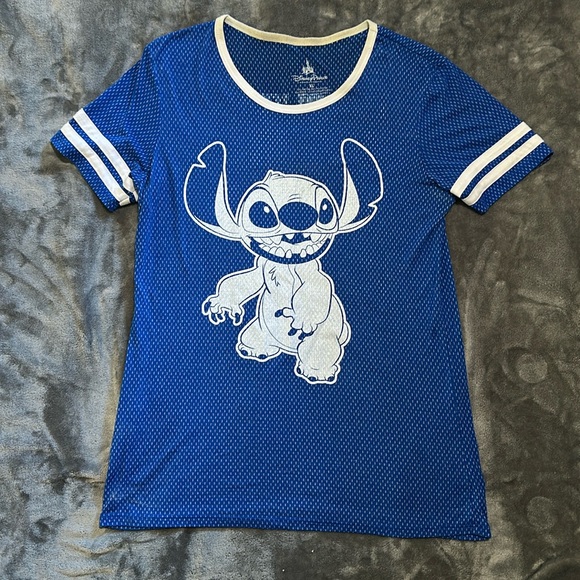 Disney Tops - Disney Parks Stitch women's Size XLarge Blue & White Football Jersey Shirt